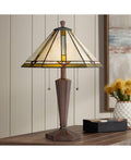 Landford Traditional Mission Accent Table Lamp 22 1/2" High Bronze Stained Art Glass Shade for Bedroom Living Room Bedside Office