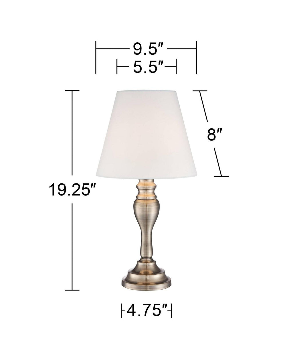 Thom Traditional Desk Lamp 19 1/4" High Brass Candlestick Touch On Off White Bell Shade for Bedroom Living Room Bedside Nightstand Office